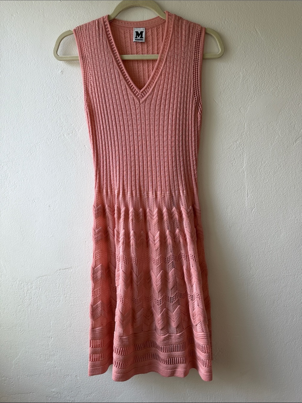 M by Missoni Pink V‑Neck Knit Dress